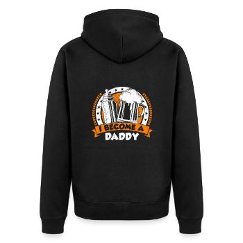 Ich werde Papa 2023 Werdender Papa - Unisex Premium Bio Zip Hoodie - Schwarz - Hinten - Nico (187cm)