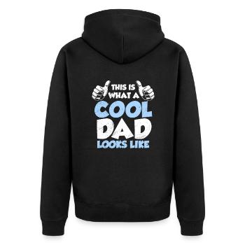 This is what a really cool dad looks like - Unisex Premium Organic Zip Hoodie - black - Back - Nico (187cm)