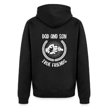 Dad and Son True Friends Papa Sohn - Unisex Premium Organic Zip Hoodie - black - Back - Nico (187cm)