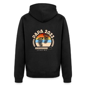 Papa 2023 loading Dad-to-be - Unisex Premium Organic Zip Hoodie - black - Back - Nico (187cm)