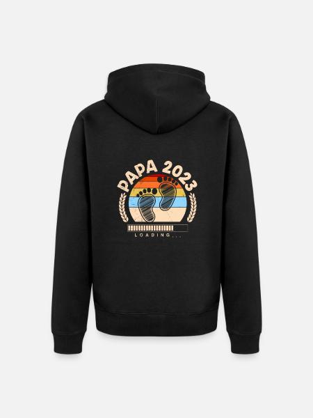 Papa 2023 loading Dad-to-be - Unisex Premium Organic Zip Hoodie - black