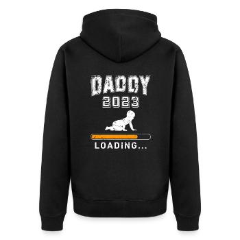 Daddy 2023 loading Dad-to-be 2023 Father 2023 - Unisex Premium Organic Zip Hoodie - black - Back - Nico (187cm)