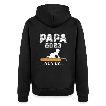 Papa 2023 loading werdender Papa 2023 Vater 2023 - Unisex Premium Bio Zip Hoodie - Schwarz - Hinten - Nico (187cm)