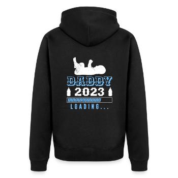 Daddy 2023 Loading Dad-to-be 2023 - Unisex Premium Organic Zip Hoodie - black - Back - Nico (187cm)