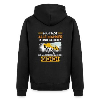Bienenzüchter Imker Bienen Züchter - Unisex Premium Bio Zip Hoodie - Schwarz - Hinten - Nico (187cm)