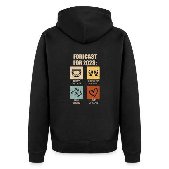 Werdende Eltern 2023 Vorhersage 2023 - Unisex Premium Bio Zip Hoodie - Schwarz - Hinten - Nico (187cm)