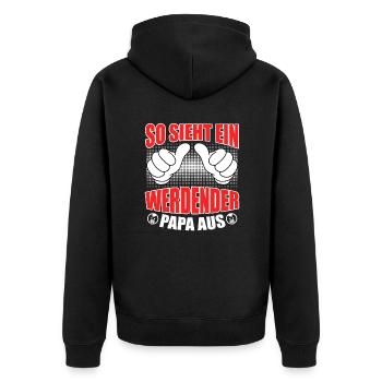 So sieht ein werdender Papa aus werdender Vater - Unisex Premium Bio Zip Hoodie - Schwarz - Hinten - Nico (187cm)