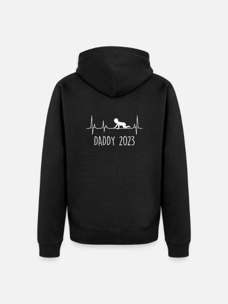 Daddy 2023 werdender Papa - Unisex Premium Bio Zip Hoodie - Schwarz