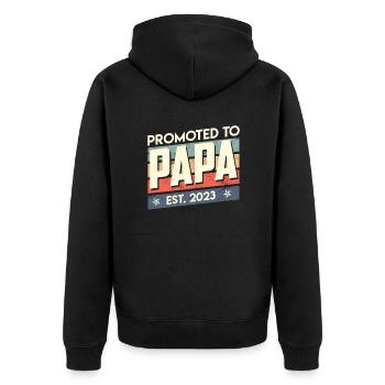 Papa 2023 - Unisex Premium Bio Zip Hoodie - Schwarz - Hinten - Nico (187cm)