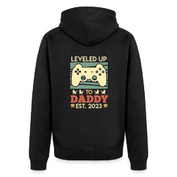 Leveled up to Daddy 2023 Expectant Dad 2023 - Unisex Premium Organic Zip Hoodie - black - Back - Nico (187cm)