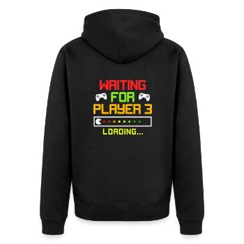 Waiting for Player 3 Baby Birth - Unisex Premium Organic Zip Hoodie - black - Back - Nico (187cm)