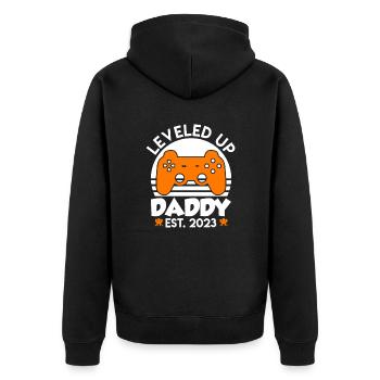 Daddy 2023 Leveled up to Dad 2023 Papa - Unisex Premium Organic Zip Hoodie - black - Back - Nico (187cm)