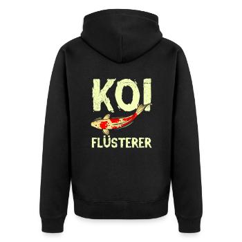 Koi Flüsterer Gartenteich Koi - Unisex Premium Bio Zip Hoodie - Schwarz - Hinten - Nico (187cm)