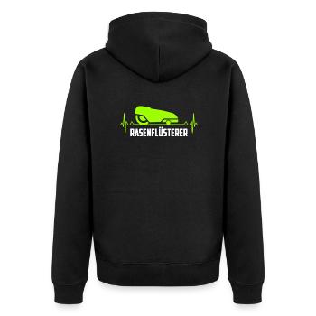 Rasenflüsterer Mähroboter - Unisex Premium Bio Zip Hoodie - Schwarz - Hinten - Nico (187cm)