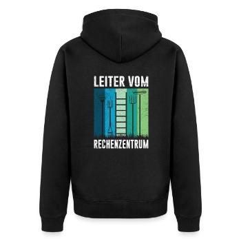 Leiter vom Rechenzentrum Gärner Garten IT - Unisex Premium Bio Zip Hoodie - Schwarz - Hinten - Nico (187cm)