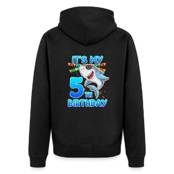 5 Jahre Junge 5. Geburtstag Sohn Neffe - Unisex Premium Bio Zip Hoodie - Schwarz - Hinten - Nico (187cm)
