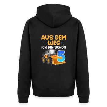 Aus dem Weg ich bin 5 Jahre 5. Geburtstag - Unisex Premium Bio Zip Hoodie - Schwarz - Hinten - Nico (187cm)