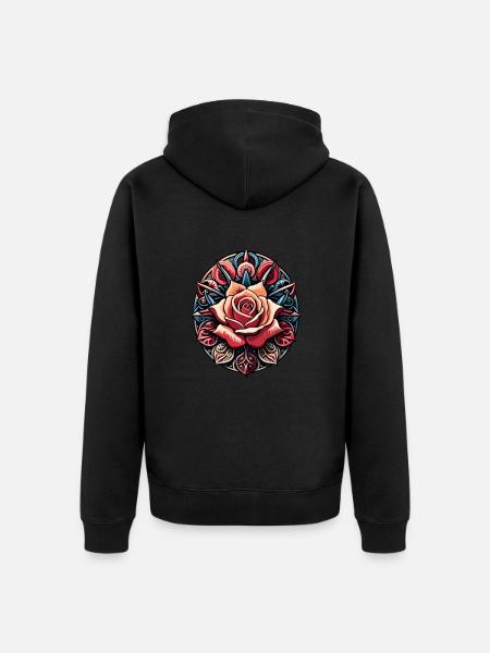 LOVE ROSE - Unisex Premium Bio Zip Hoodie - Schwarz