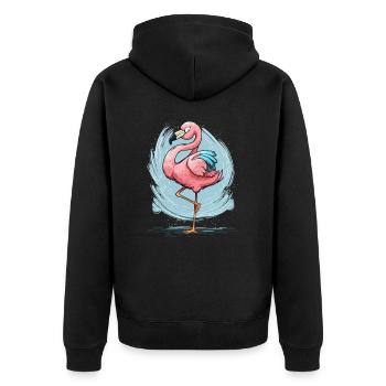 Flamingo-Fluss - Unisex Premium Bio Zip Hoodie - Schwarz - Hinten - Nico (187cm)