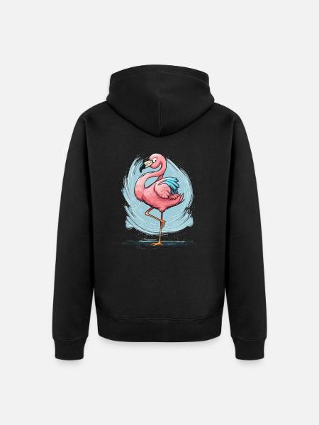 Flamingo Flow - Unisex Premium Organic Zip Hoodie - black