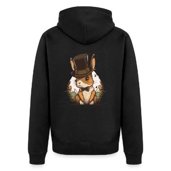 Chapeau haut de forme Lapin - Veste à capuche bio Premium Unisexe - noir - Dos - Nico (187cm)