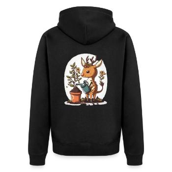 Cerf à pouce vert - Veste à capuche bio Premium Unisexe - noir - Dos - Nico (187cm)