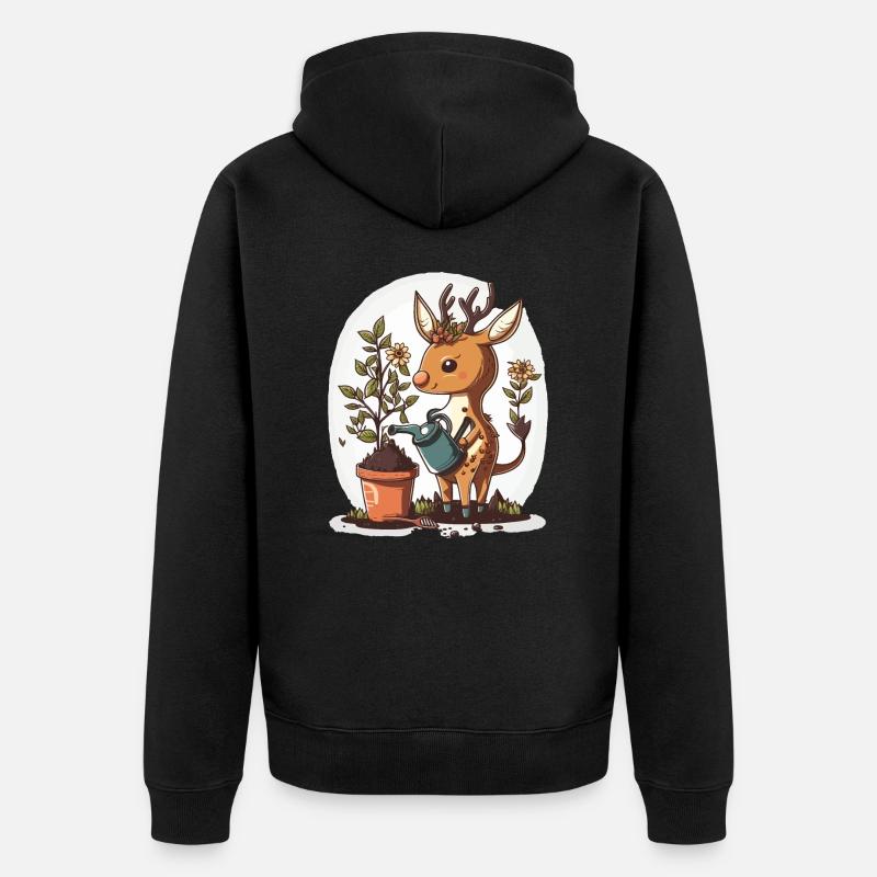 Cerf à pouce vert - Veste à capuche bio Premium Unisexe - noir