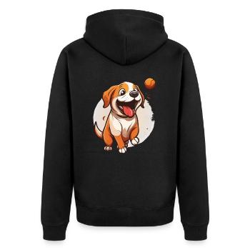 The Playful Pup - Unisex Premium Organic Zip Hoodie - black - Back - Nico (187cm)