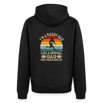 I'm a rugby dad like a normal dad but much cooler - Unisex Premium Organic Zip Hoodie - black - Back - Nico (187cm)