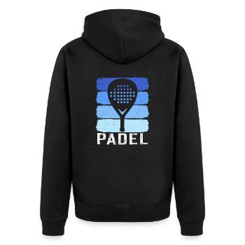 Retro-Padel - Unisex Premium Bio Zip Hoodie - Schwarz - Hinten - Nico (187cm)