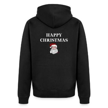 Santa Happy Christmas Weihnachtsmann Geschenkidee - Unisex Premium Bio Zip Hoodie - Schwarz - Hinten - Nico (187cm)