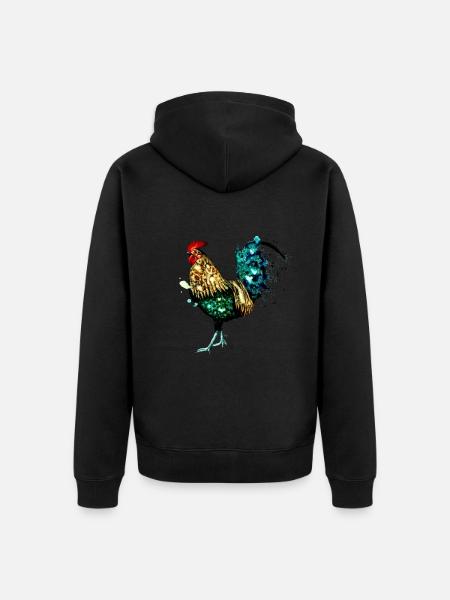 Aquarell Hahn - Unisex Premium Bio Zip Hoodie - Schwarz