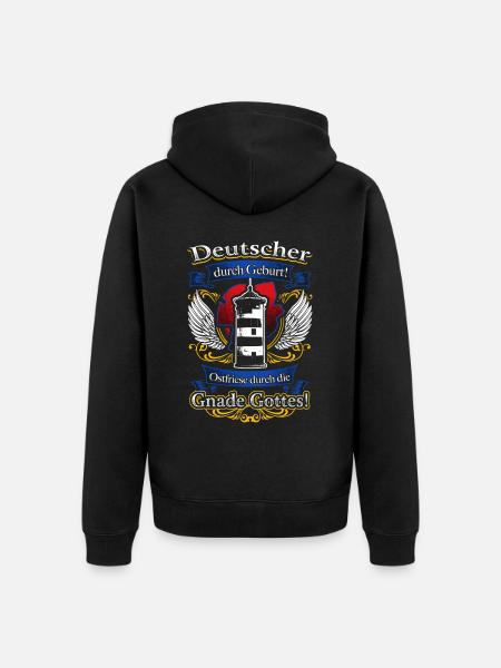 Stolzer Ostfriese – Heimatverbundenheit durch Gott - Unisex Premium Bio Zip Hoodie - Schwarz