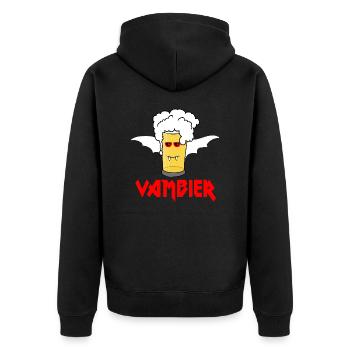 Vambier Halloween JGA Malle Bier Fledermaus Vampir - Unisex Premium Bio Zip Hoodie - Schwarz - Hinten - Nico (187cm)