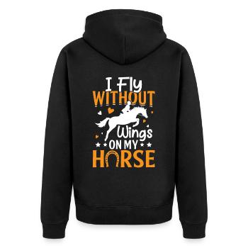Je vole sans ailes sur mon cheval - tonneau - Veste à capuche bio Premium Unisexe - noir - Dos - Nico (187cm)