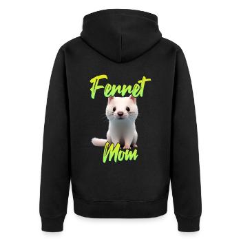 Frettchen Mama - Unisex Premium Bio Zip Hoodie - Schwarz - Hinten - Nico (187cm)