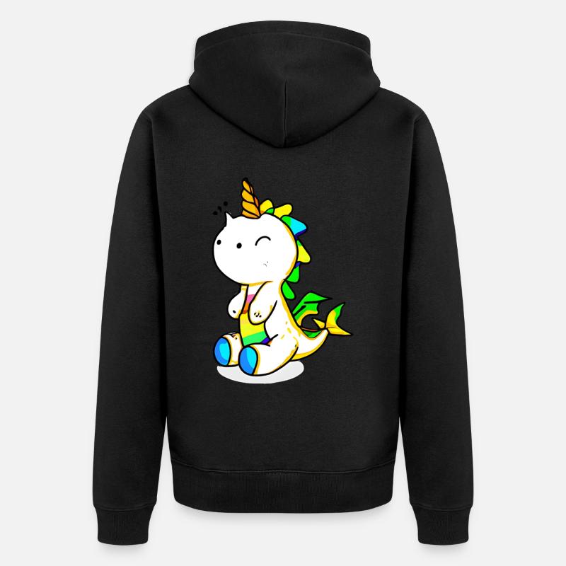 Dino Einhorn - Unisex Premium Bio Zip Hoodie - Schwarz