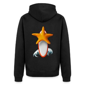 Seesterne Surfbrett - Unisex Premium Bio Zip Hoodie - Schwarz - Hinten - Nico (187cm)