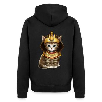 Ägyptischer Pharao Katze - Unisex Premium Bio Zip Hoodie - Schwarz - Hinten - Nico (187cm)