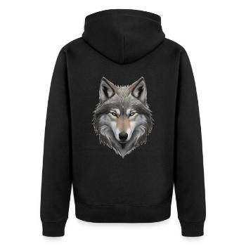 Wolf's head - Unisex Premium Organic Zip Hoodie - black - Back - Nico (187cm)