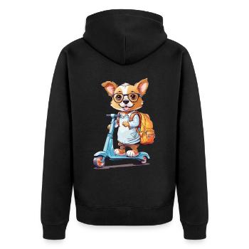 Cute Dog School Beginner School Way Design - Unisex Premium Organic Zip Hoodie - black - Back - Nico (187cm)