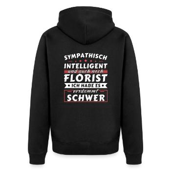 Sympathisch und intelligent - Florist Edition - Unisex Premium Bio Zip Hoodie - Schwarz - Hinten - Nico (187cm)