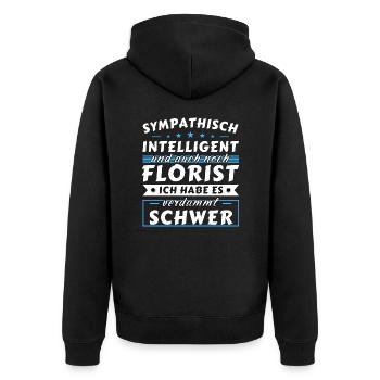 Sympathisch und intelligent - Florist Edition - Unisex Premium Bio Zip Hoodie - Schwarz - Hinten - Nico (187cm)