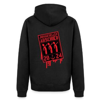 Junggesellenabschied 2024 - Unisex Premium Bio Zip Hoodie - Schwarz - Hinten - Nico (187cm)