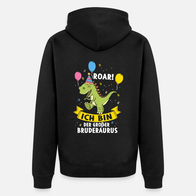 Ich Werde Ein Großer Bruder - Unisex Premium Bio Zip Hoodie - Schwarz