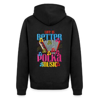 Accordéon Polka musique cadeau - Veste à capuche bio Premium Unisexe - noir - Dos - Nico (187cm)