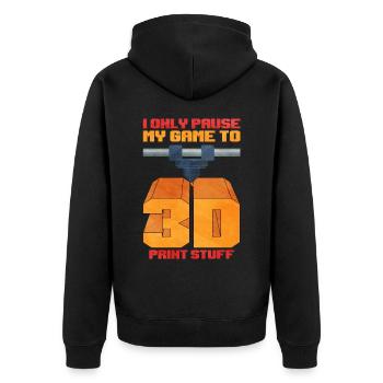 3D Printing - Unisex Premium Organic Zip Hoodie - black - Back - Nico (187cm)