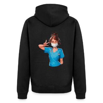 Lustige Krankenschwester mit Humor - Unisex Premium Bio Zip Hoodie - Schwarz - Hinten - Nico (187cm)