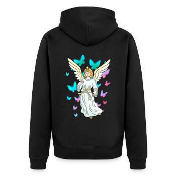 celestial spring butterflies nature angel - Unisex Premium Organic Zip Hoodie - black - Back - Nico (187cm)