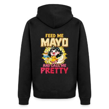Mayonnaise - Unisex Premium Bio Zip Hoodie - Schwarz - Hinten - Nico (187cm)
